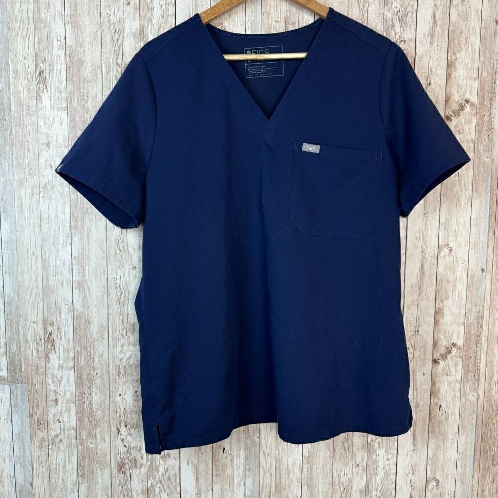 Figs Technical Collection Womens Short Sleeve Scrub Shirt Nursing Navy Blue XL